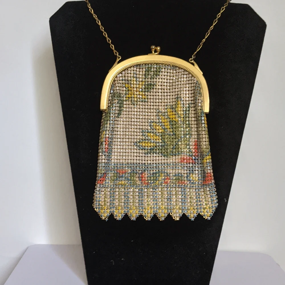 Vintage Whiting and Davis Enameled Mesh Purse 1920s - Picture 2 of 6